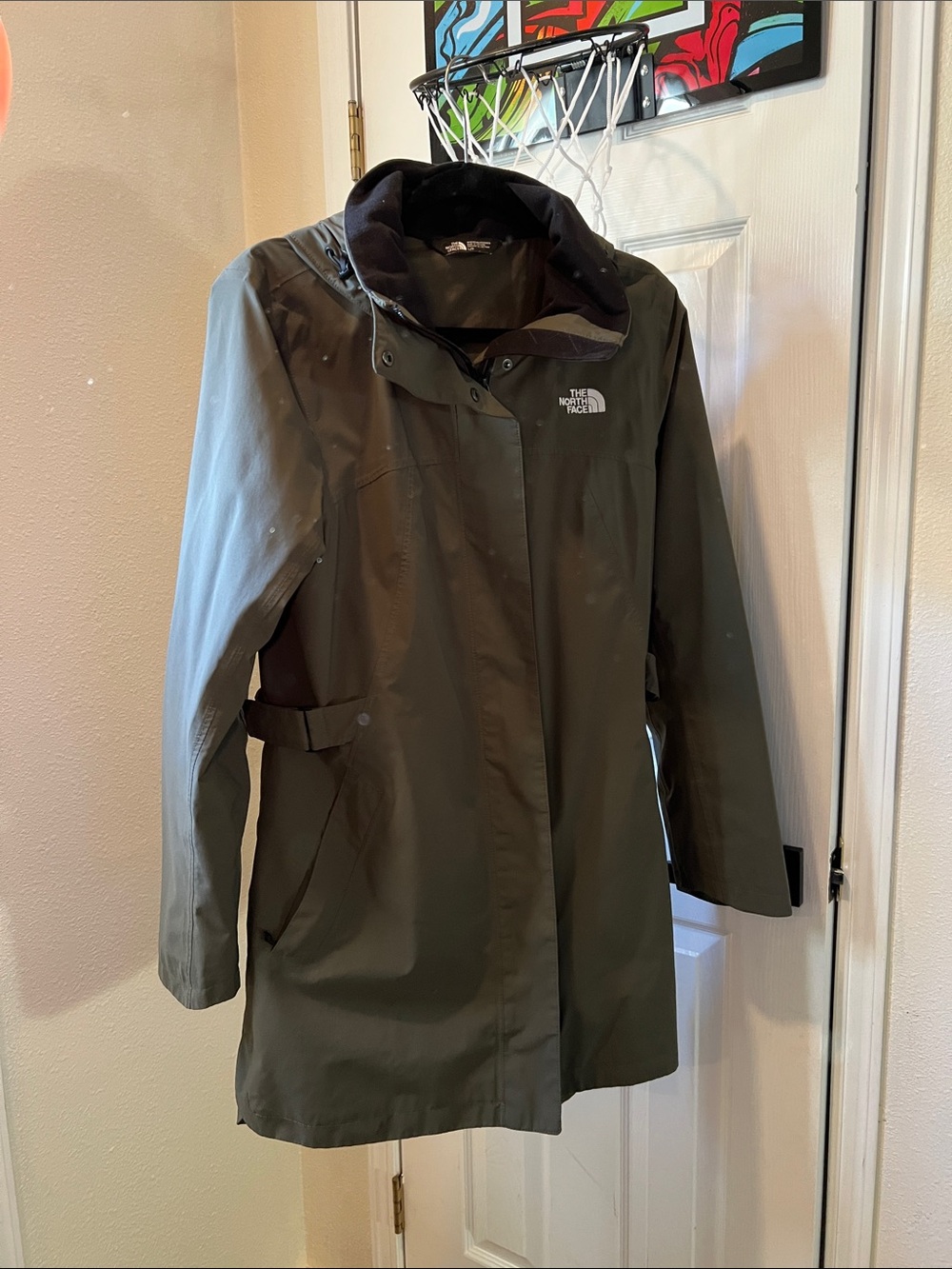 The North Face Olive Green Women's Trench Coat with Hood